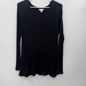 J Jill Navy‎ Blue Ribbed Long Sleeve Round Neck Rayon Tunic Top S